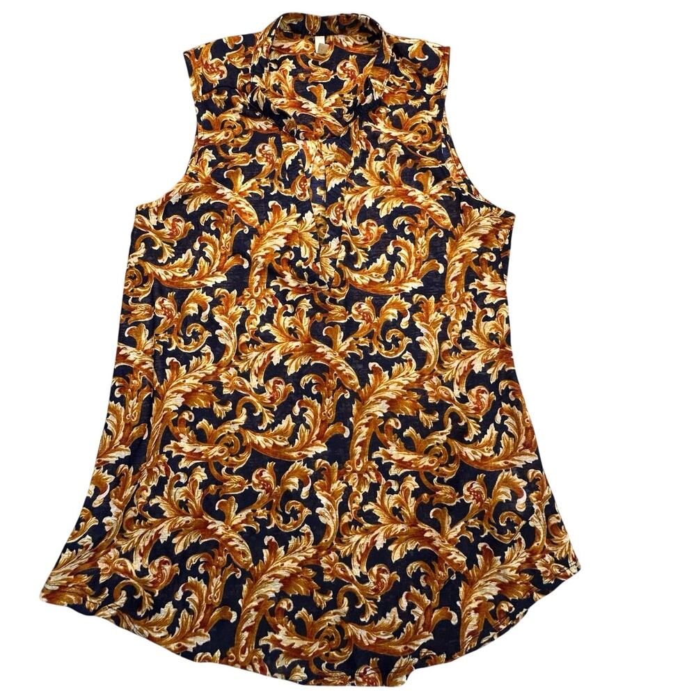Gold Baroque Scroll Sleeveless Top Small